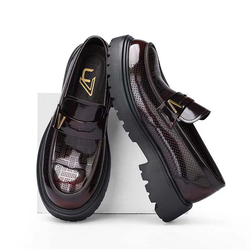 New high-end genuine leather perforated business British casual soft sole loafers（Pre-sale）