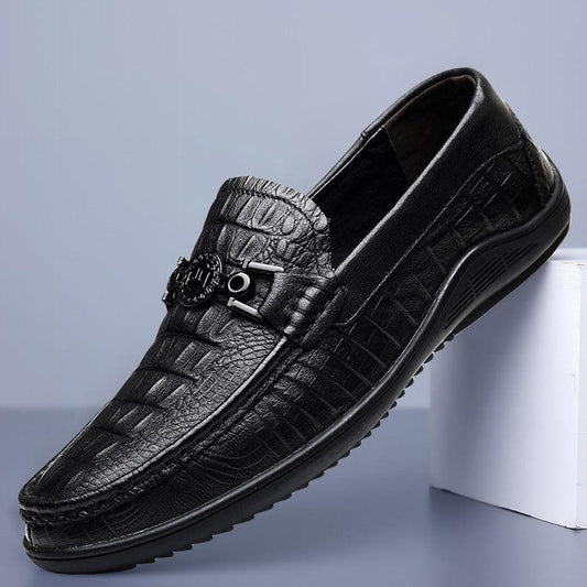 New simple men's casual shoes genuine leather loafers