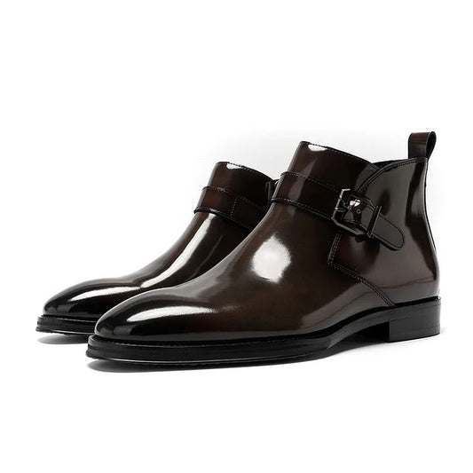 Botas Chelsea Premium com Acabamento Espelhado Polido - Botas Sociais Luxuosas com Elástico Lateral