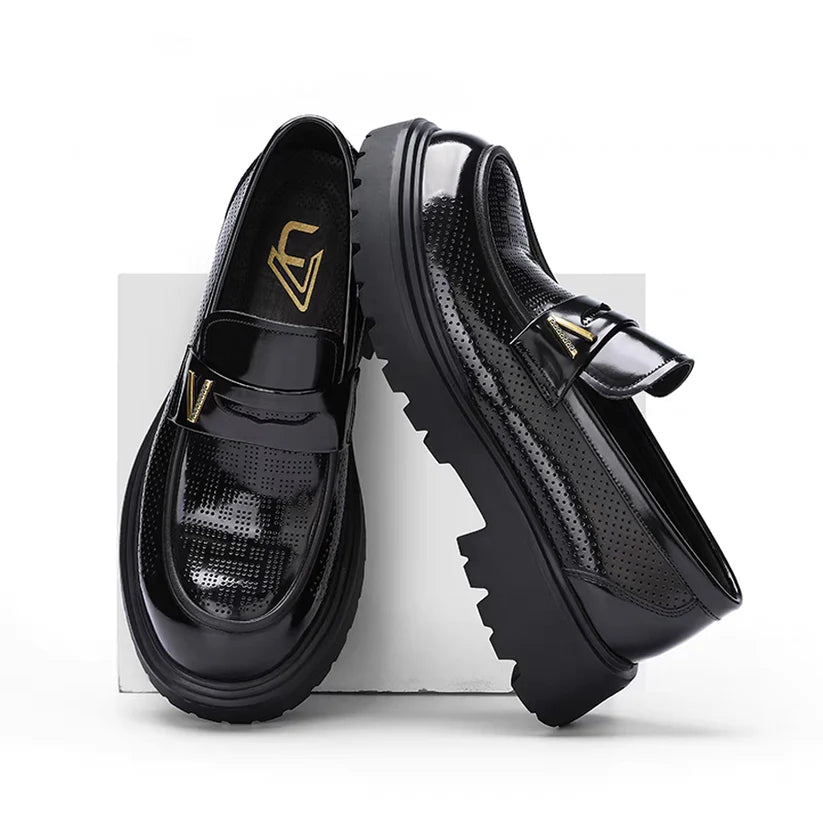 New high-end genuine leather perforated business British casual soft sole loafers（Pre-sale）
