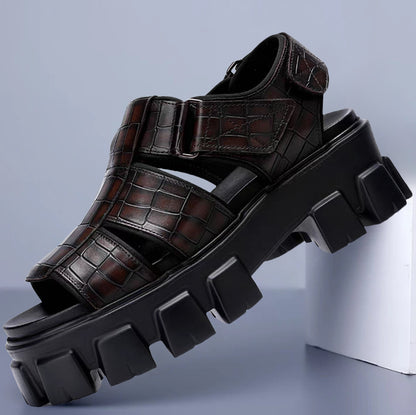 Leather Platform Slides – Trendy Height-Boost Sandals