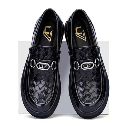 New Genuine Leather Breathable Soft-Sole Casual Dress Shoes for Men - Woven First-Layer Cowhide Loafers