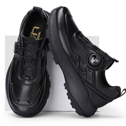 New Premium Men's Top-Grain Leather Casual Sneakers - Breathable Outdoor-Ready Luxury Footwear for Urban Adventures