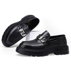 Men's Perforated Leather Slip-On Loafers: Full-Grain Dress-Casual Elegance