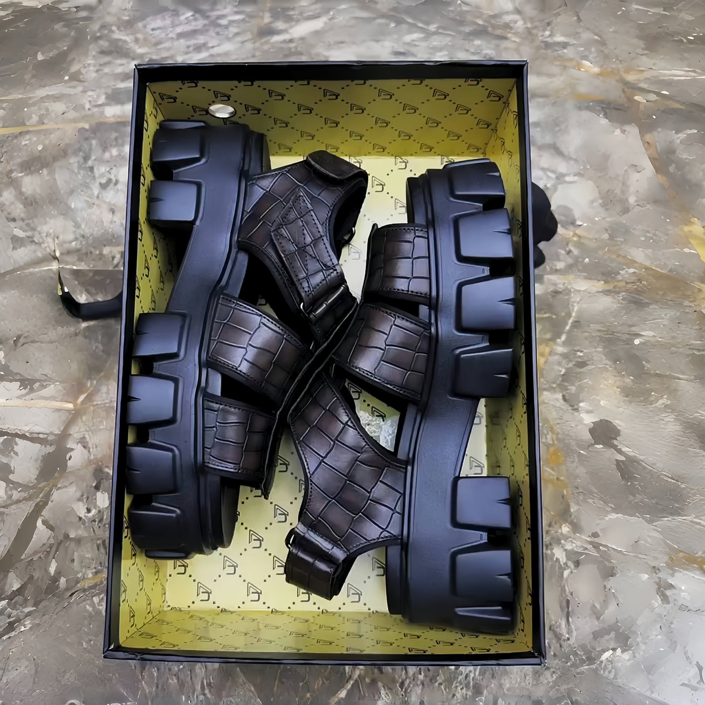 Leather Platform Slides – Trendy Height-Boost Sandals