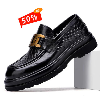 Mocasines de lujo sin cordones: zapatos de piel de becerro de primera capa hechos a mano (italianos)