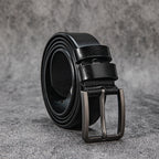 Vintage Top Grain Leather Belt for Men with Pin Buckle - Jeans Belt in Waxed Finish