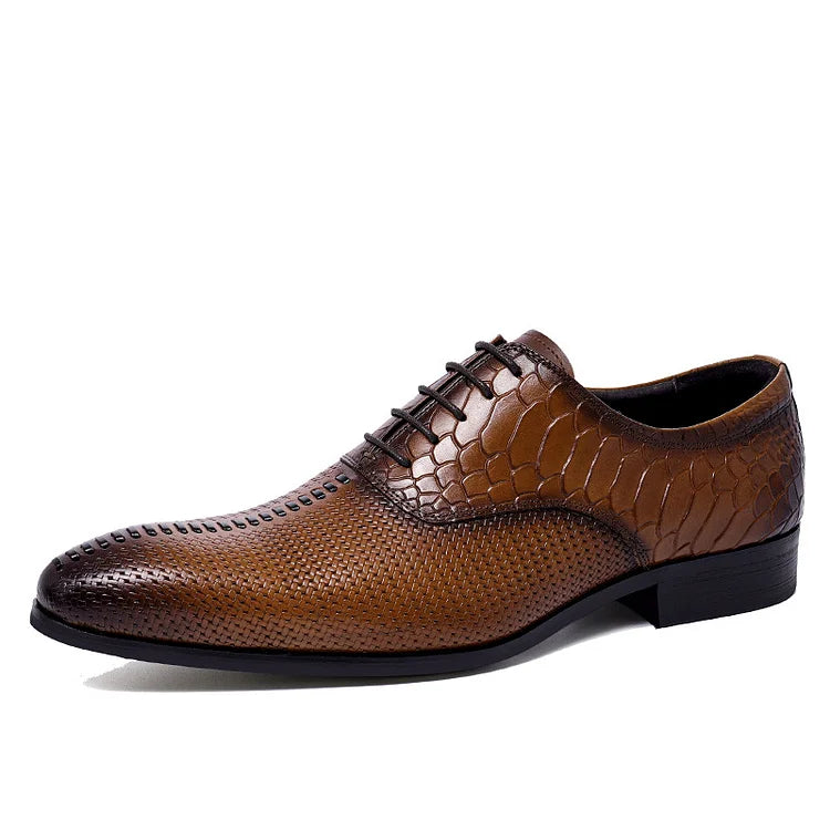 Polierte Retro-Oxfords für Herren mit Schlangenmuster 