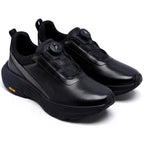 New thick-soled black leather rotating button running shoes