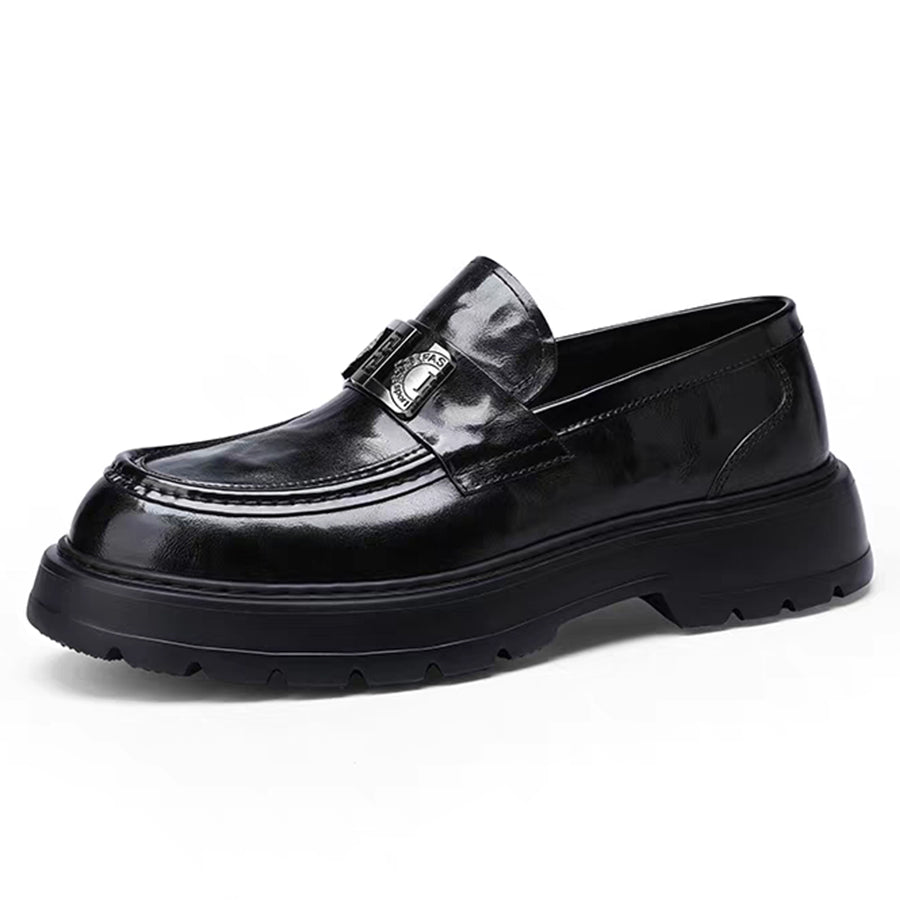 Men's Perforated Leather Slip-On Loafers: Full-Grain Dress-Casual Elegance