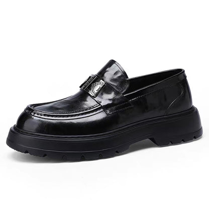 Men's Perforated Leather Slip-On Loafers: Full-Grain Dress-Casual Elegance