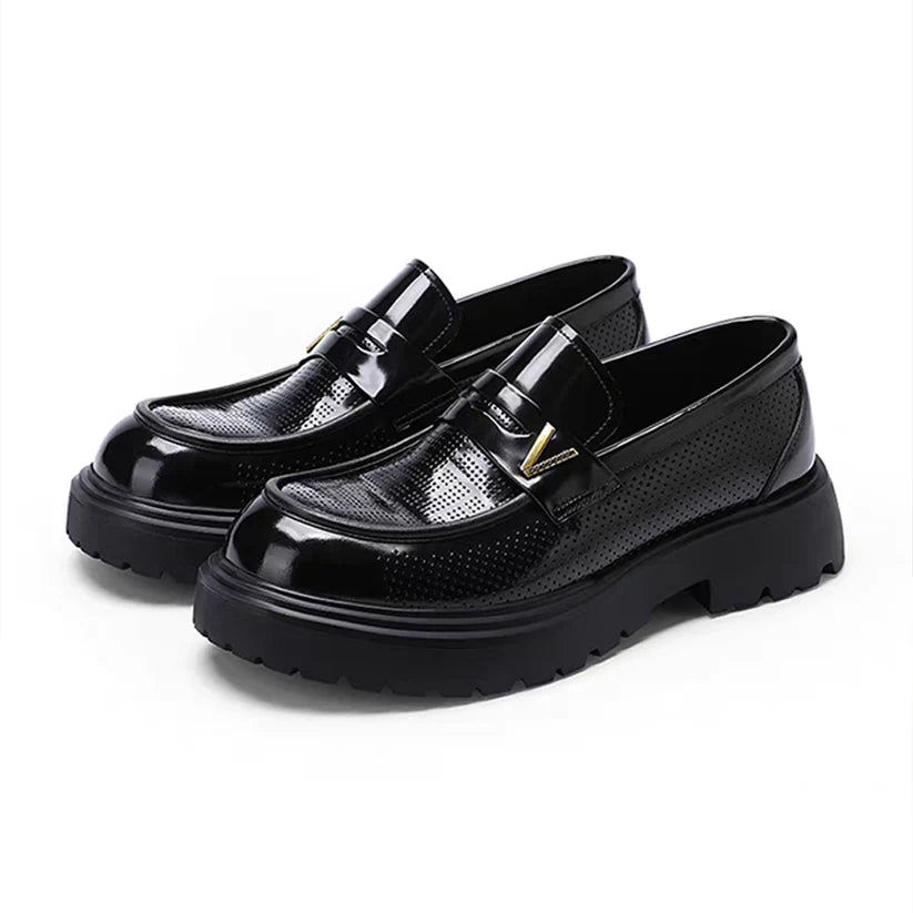 New high-end genuine leather perforated business British casual soft sole loafers（Pre-sale）