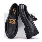 New high-end genuine leather perforated business British casual soft sole loafers（Pre-sale）