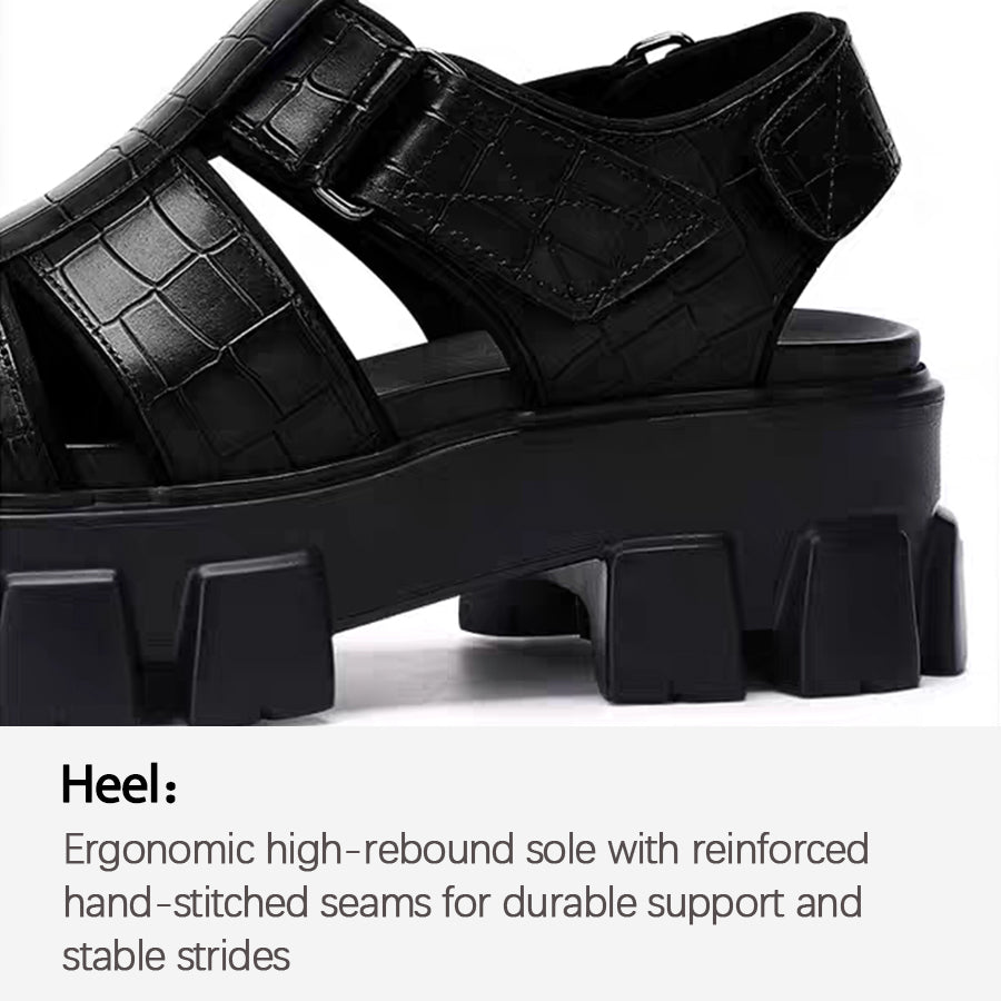 Leather Platform Slides – Trendy Height-Boost Sandals
