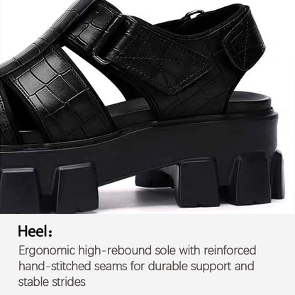 Leather Platform Slides – Trendy Height-Boost Sandals