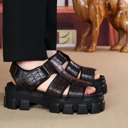 Leather Platform Slides – Trendy Height-Boost Sandals