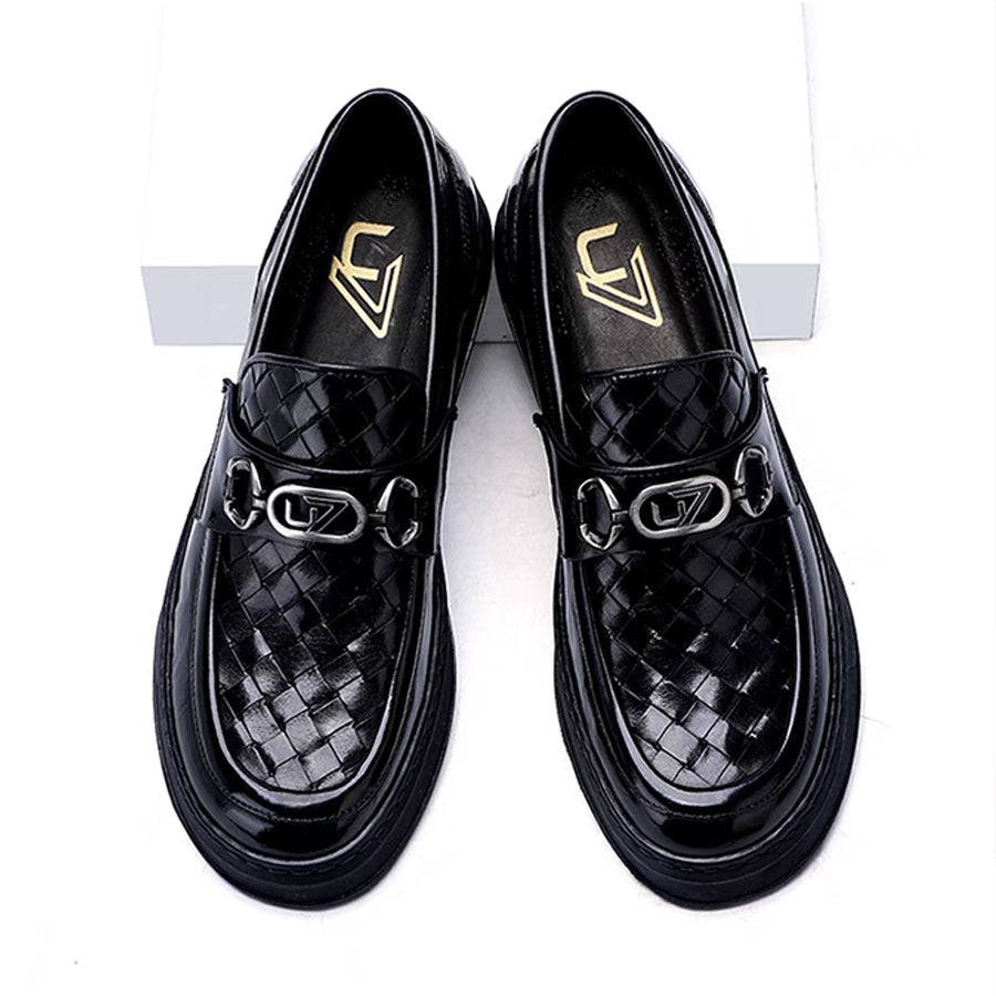 New Genuine Leather Breathable Soft-Sole Casual Dress Shoes for Men - Woven First-Layer Cowhide Loafers