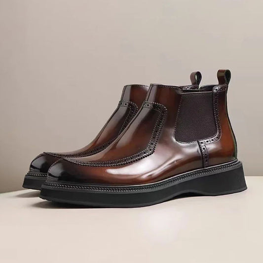 Botas de piel brillante hechas a mano | Una atrevida combinación de estilo Chelsea y Martens