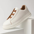 Men‘s Retro Low-Top White Leather Sneakers - Breathable & Soft Sole