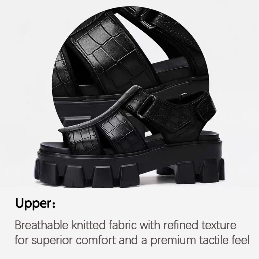 Leather Platform Slides – Trendy Height-Boost Sandals