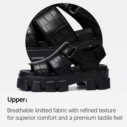 Leather Platform Slides – Trendy Height-Boost Sandals