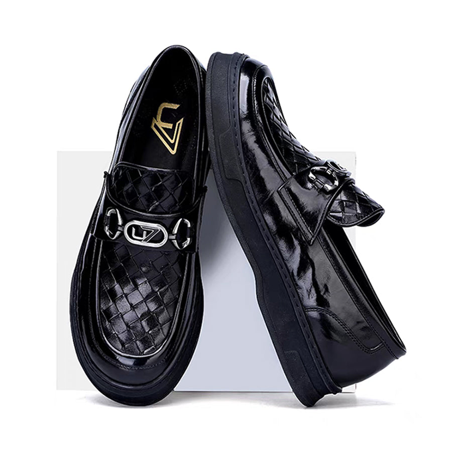 New Genuine Leather Breathable Soft-Sole Casual Dress Shoes for Men - Woven First-Layer Cowhide Loafers