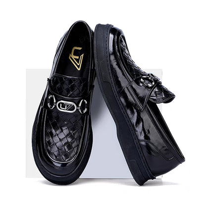 New Genuine Leather Breathable Soft-Sole Casual Dress Shoes for Men - Woven First-Layer Cowhide Loafers