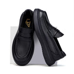 Premium Perforated Leather Slip-On Loafers - Business Casual Elegance with All-Day Comfort
