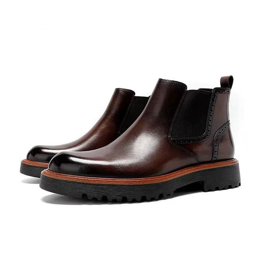 Botas Chelsea retrô chiques | Botas de cano curto masculinas em couro com inspiração vintage