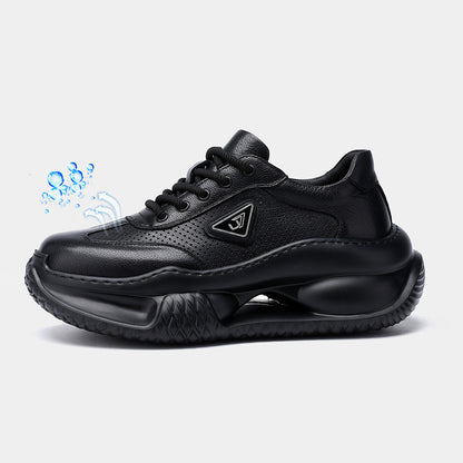 Atmungsaktive Herren-Sneaker aus Italien – Laufschuhe aus echtem Vollnarbenleder mit weicher Sohle