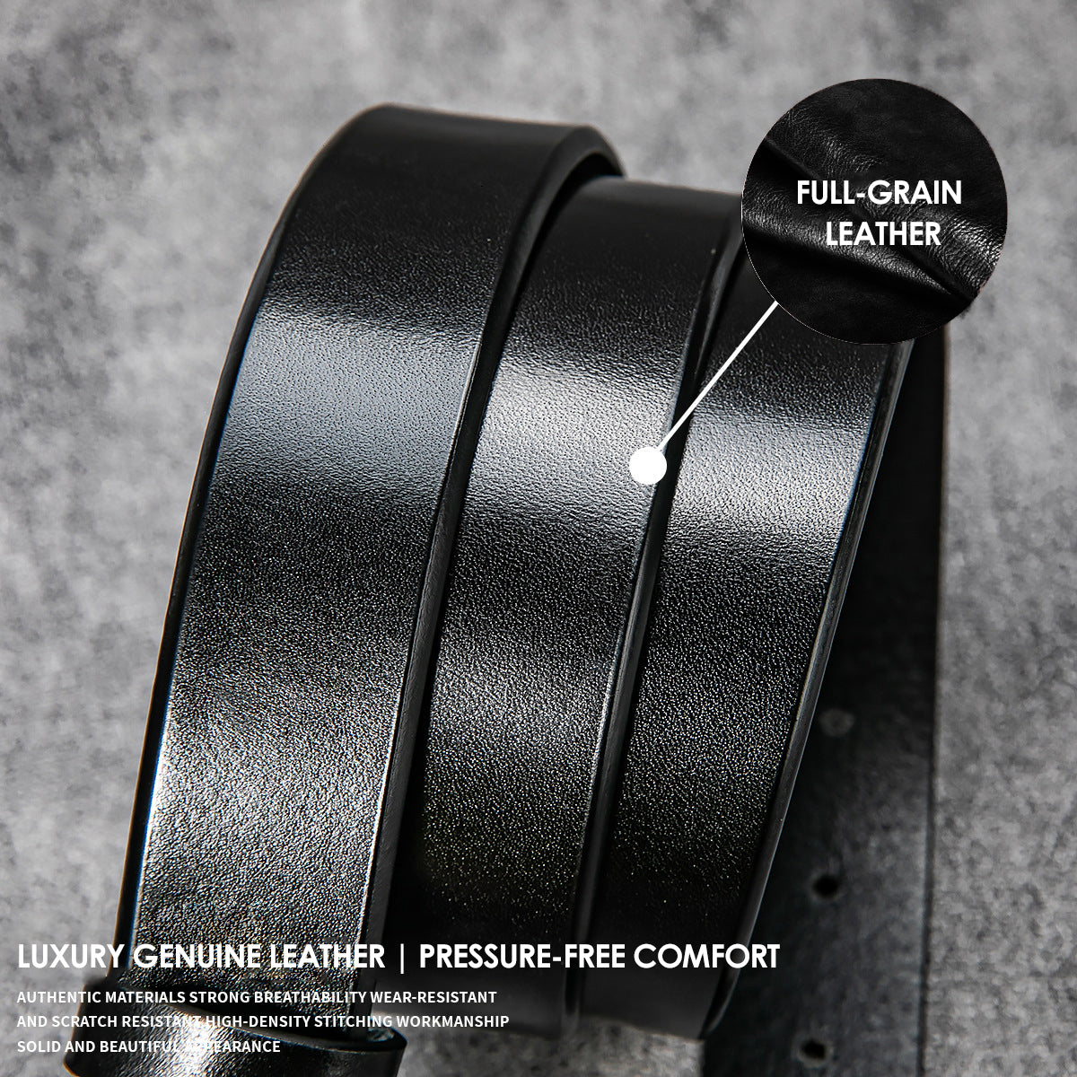 Vintage Top Grain Leather Belt for Men with Pin Buckle - Jeans Belt in Waxed Finish