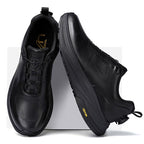 New thick-soled black leather rotating button running shoes