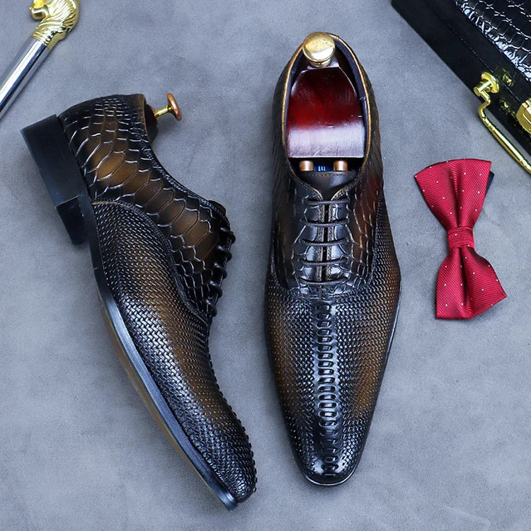 Polierte Retro-Oxfords für Herren mit Schlangenmuster 