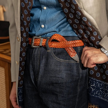 Unisex Fashion Vintage Braided Cowhide Leather Belt