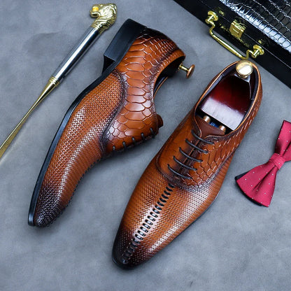 Polierte Retro-Oxfords für Herren mit Schlangenmuster 
