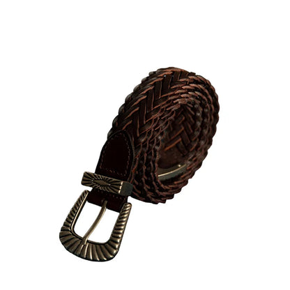 Unisex Fashion Vintage Braided Cowhide Leather Belt
