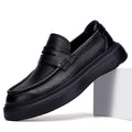 Premium Perforated Leather Slip-On Loafers - Business Casual Elegance with All-Day Comfort