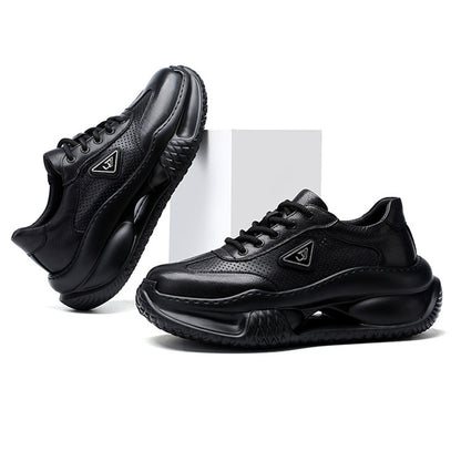 Atmungsaktive Herren-Sneaker aus Italien – Laufschuhe aus echtem Vollnarbenleder mit weicher Sohle