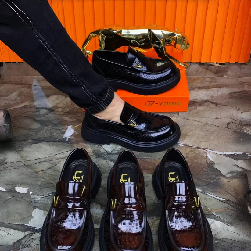 New high-end genuine leather perforated business British casual soft sole loafers（Pre-sale）