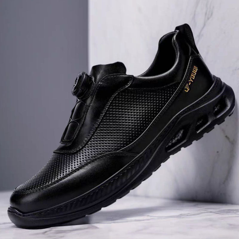 New style genuine leather breathable popcorn lightweight men's sports shoes