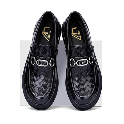 New Genuine Leather Breathable Soft-Sole Casual Dress Shoes for Men - Woven First-Layer Cowhide Loafers