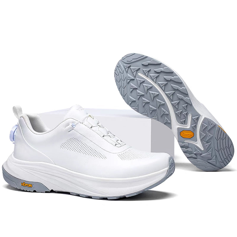 New thick-soled black leather rotating button running shoes