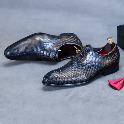 Polierte Retro-Oxfords für Herren mit Schlangenmuster 
