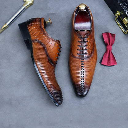 Polierte Retro-Oxfords für Herren mit Schlangenmuster 