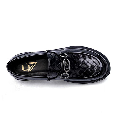 New Genuine Leather Breathable Soft-Sole Casual Dress Shoes for Men - Woven First-Layer Cowhide Loafers