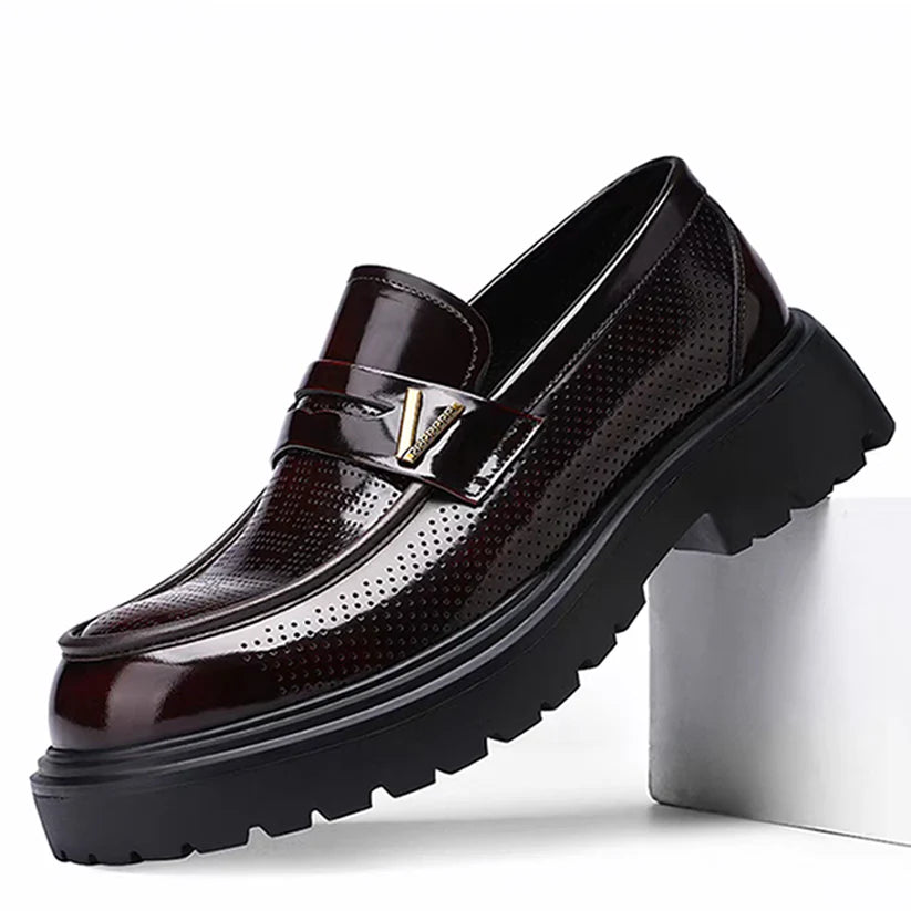 New high-end genuine leather perforated business British casual soft sole loafers（Pre-sale）