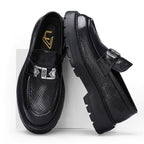 Men's Perforated Leather Slip-On Loafers: Full-Grain Dress-Casual Elegance