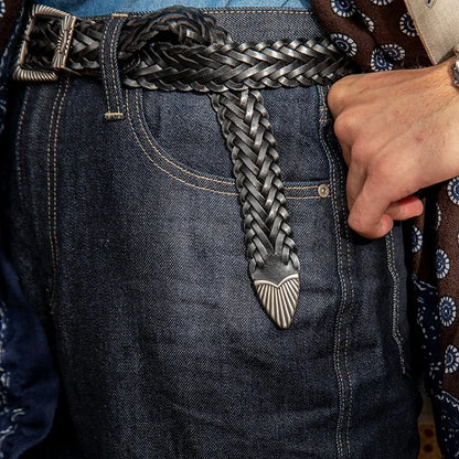 Unisex Fashion Vintage Braided Cowhide Leather Belt
