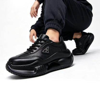 Atmungsaktive Herren-Sneaker aus Italien – Laufschuhe aus echtem Vollnarbenleder mit weicher Sohle