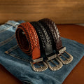Unisex Fashion Vintage Braided Cowhide Leather Belt